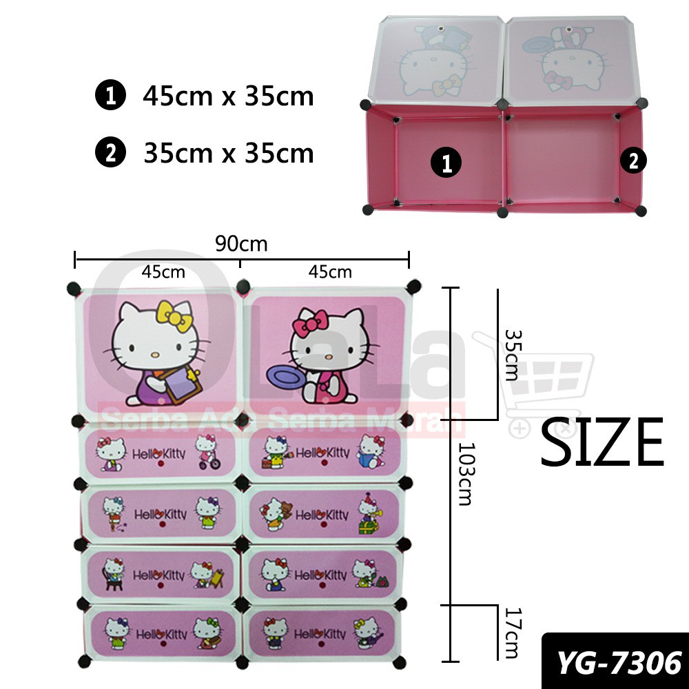 Lemari plastik susun 10 HELLOKITTY YG-7306