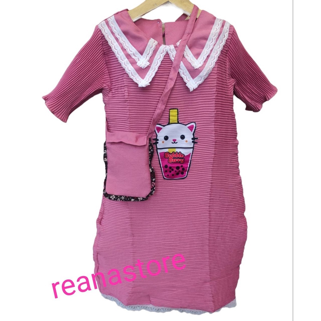 Dress Turun Naik Anak Boba Usia 2 Thn- 6Thn Free Tas/dress anak perempuan/Dress Anak  Turun naik