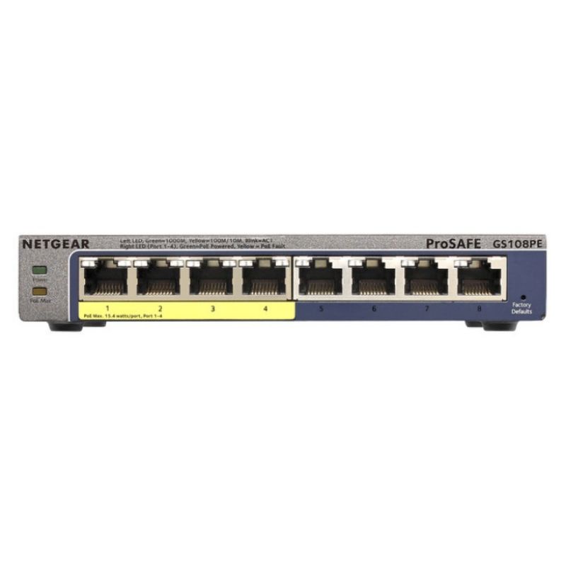 NETGEAR GS108PE - Smart Managed Plus Switch Gigabit 8Port ProSAFE