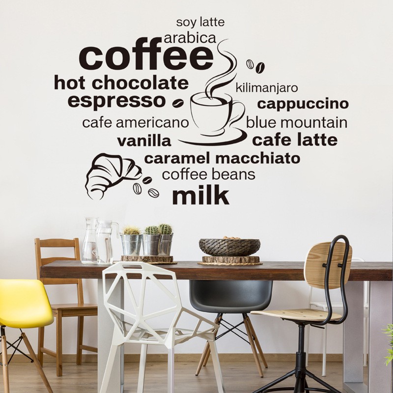 RELIZA WALL STICKER QUOTES DAPUR COFFEE CHOCOLATE CAPPUCCINO KITCHEN STIKER DINDING