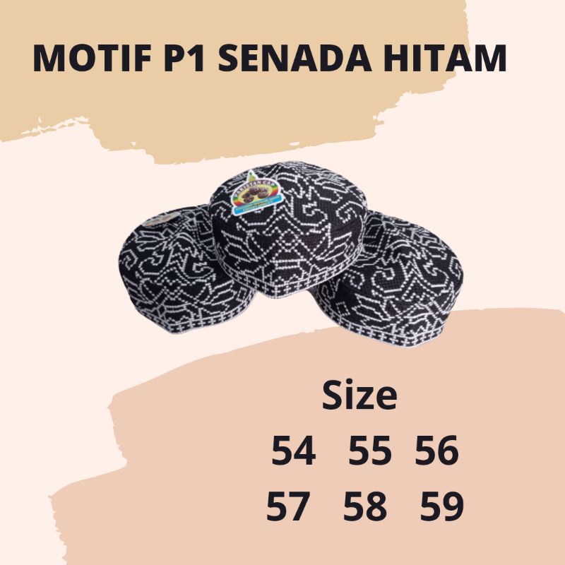 Peci Pakistan Motif P1 Senada Hitam & Senada Putih