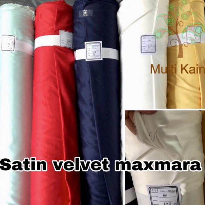 Model Baru Bahan Kain Satin / Saten Maxmara Velvet Polos Meteran Promo Hebat