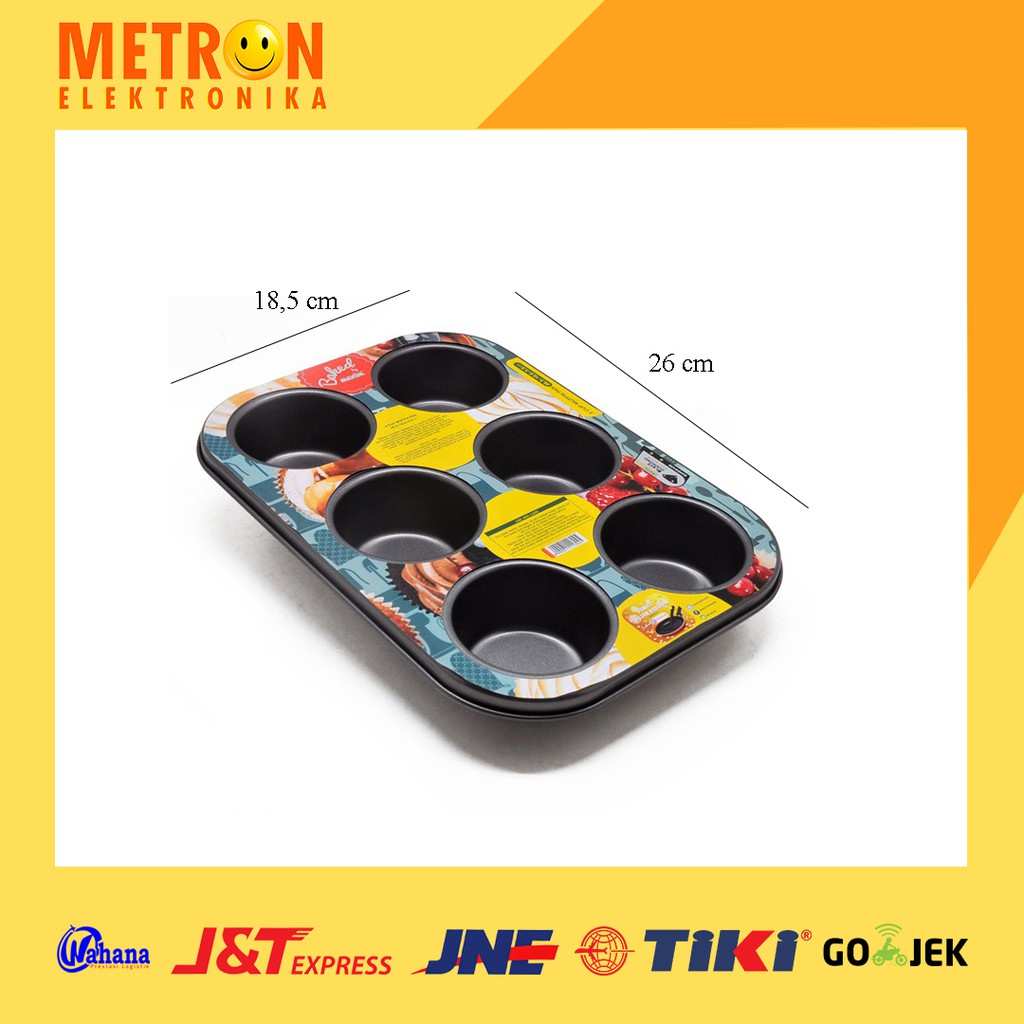 MAXIM BAKEWARE 6 CUP MUFFIN PAN 26.7 x 18.6 x 3 cm LOYANG KUE CAKE ANTI LENGKET - BW6MUP(ZX)26