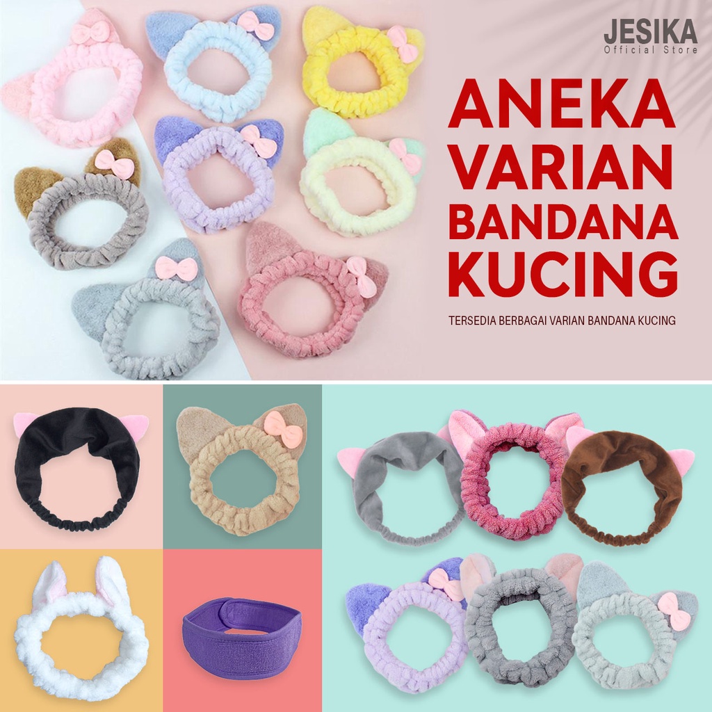 Bandana cuci muka make up cewek korea dewasa lucu elastis import motif telinga kucing kekinian