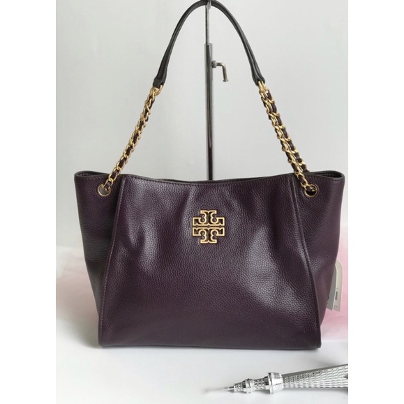 TB Britten Small Slouchy Tote New Plum