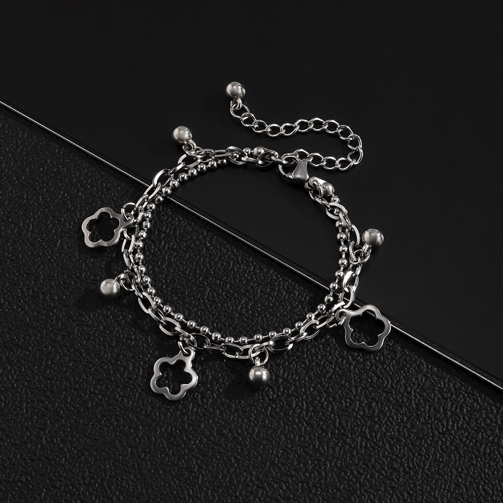 Hollow Flower Pendant Double Bracelet Female Chain Bracelet