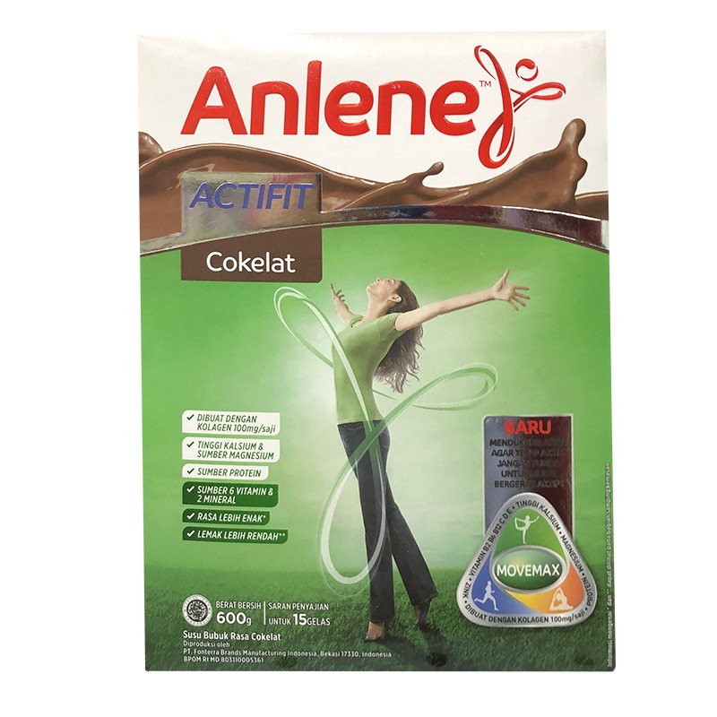 Anlene Actifit 600gr Original Coklat Susu Anline Susu Tinggi Kalsium Untuk Usia 19-50tahun Anlen Aktifit Rasa Plain Cokelat