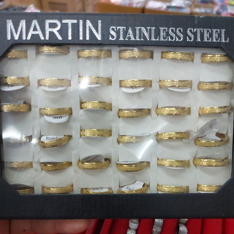 CINCIN STAINLESS STEEL/TITANIUM PASIR GOLD perbox isi36pcs