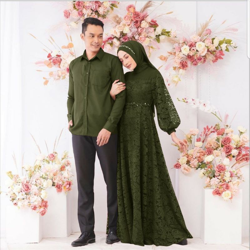 PCS CP ZULAIKHA BRUKAT COUPLE PASANGAN KEMEJA DAN GAMIS MAXY MS ADA VIDEO REVIEW ASLI PRODUK