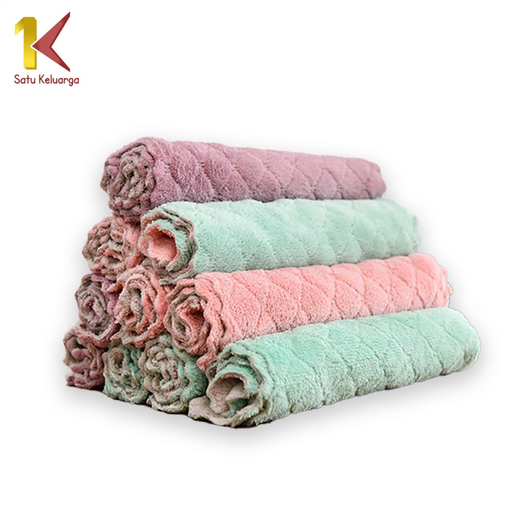 Kain Lap Dapur Ibu Anti Minyak ZamzAm C225 Kain Lap Piring Anti Minyak Bahan Coral Fleece Microfiber Serap Air Murah