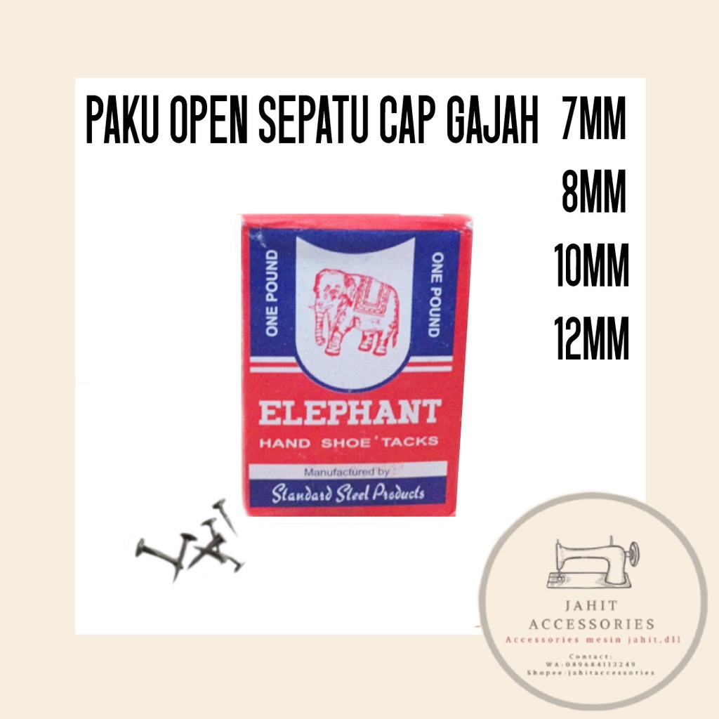 Paku Open Sepatu Cap Gajah Elephant Tacks 7mm / 8mm /10mm / 12mm / 14mm