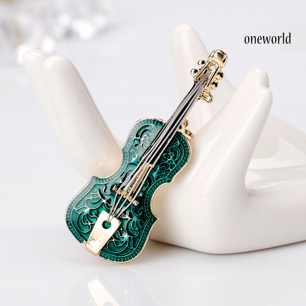 OW@ Unisex Violin Shape Enamel Instrument Brooch Pin Corsage Suit Lapel Decoration