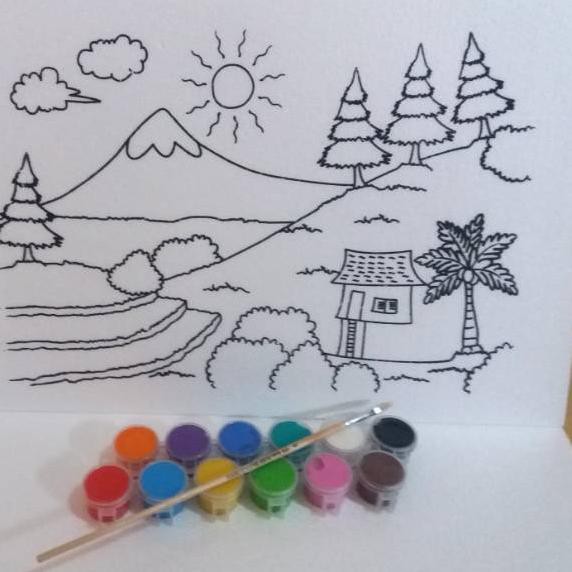 APT 566 Paket mewarnai lukis  styrofoam 6 gambar 12 warna 