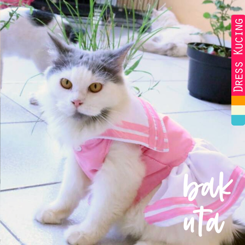 Dress pinky anak sekolah ala jepang / baju kucing anjing / baju lucu size S M L