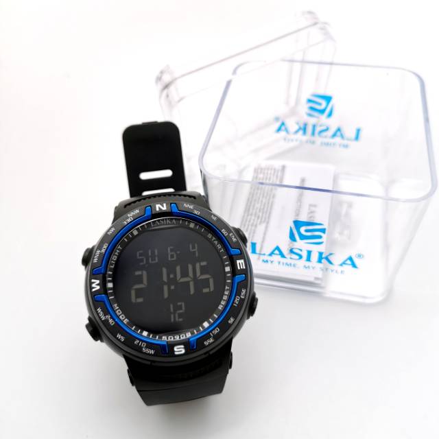 Jam tangan digital Sporty layar hitam water Resist Lasika 907