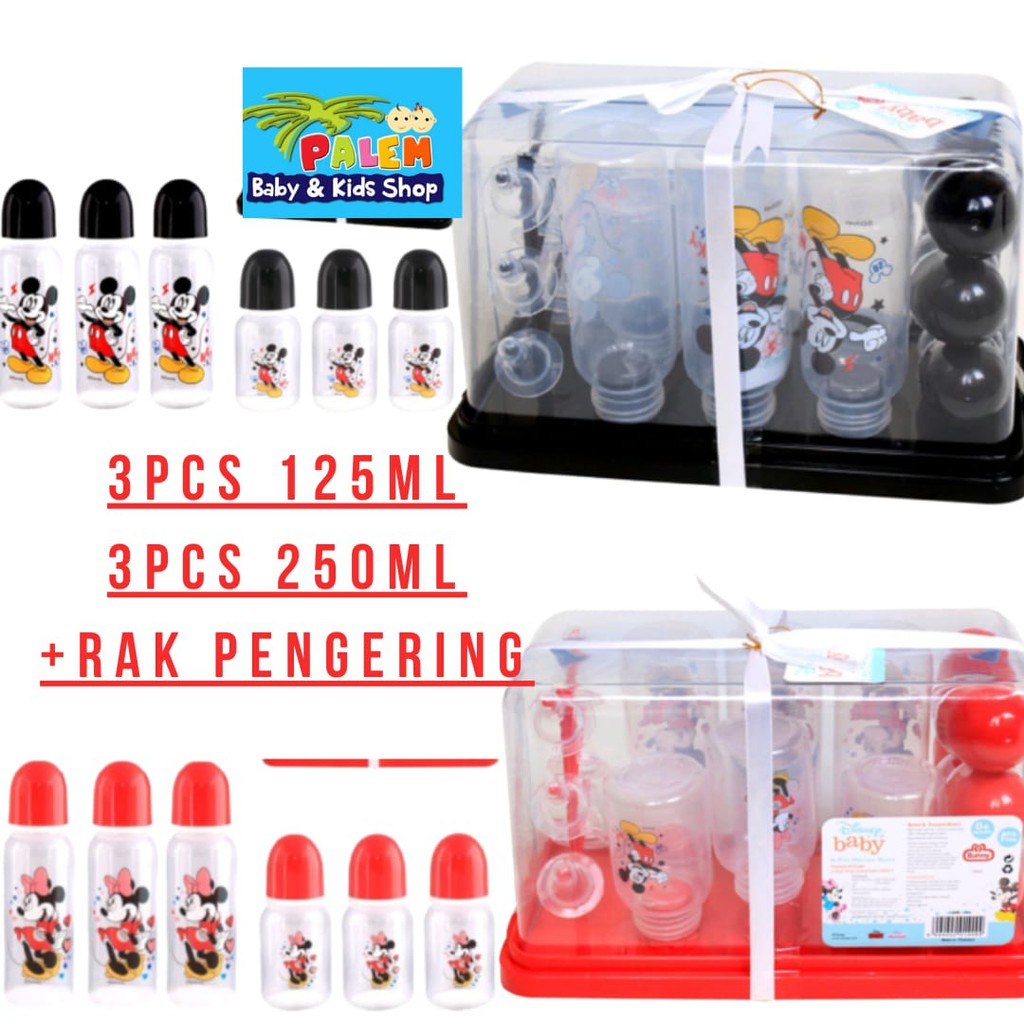 Disney Baby Drying Rak with Reguler Round Bottle Botol Susu dan Rak Pengering Botol Bayi Lusty Bunny Dmm 1234