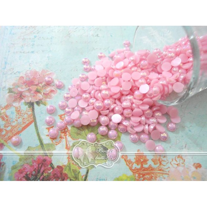 

Half Pearl AB Pale Pink 12mm Rp 6800/10 pcs nailart scrapbook decocase