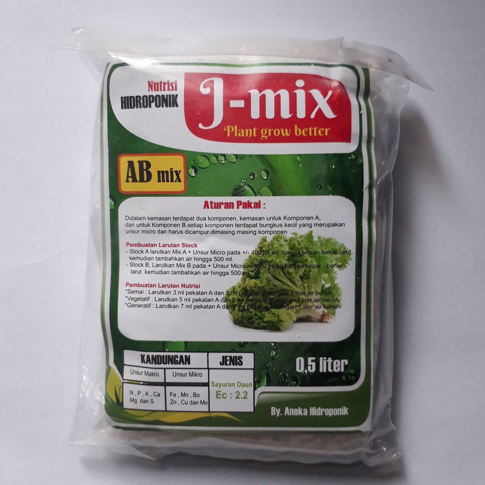 Promo Pupuk Nutrisi AB Mix Hidroponik Sayuran Daun J-mix 250gr - Pekatan 500ml terbaik