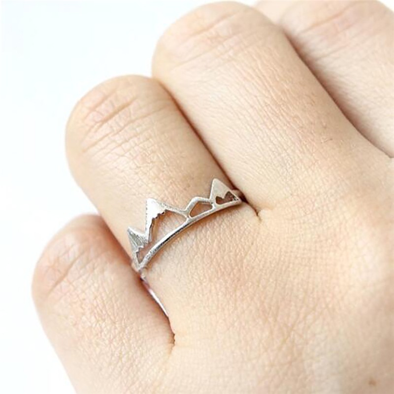 [Bayar Di Tempat]Nature Snow Mountain Geometry Open Ring Jewelry Accessories