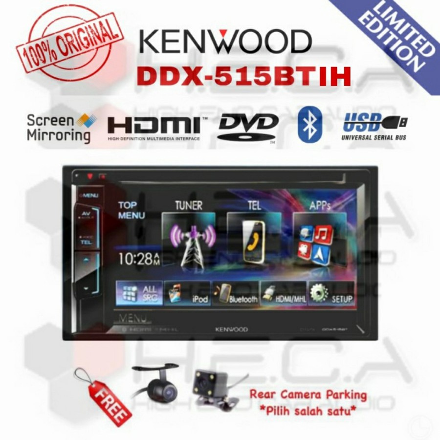 KENWOOD DDX-515BTIH Head Unit Double Din Mobil DDX515BT 515 BTIH + Camera