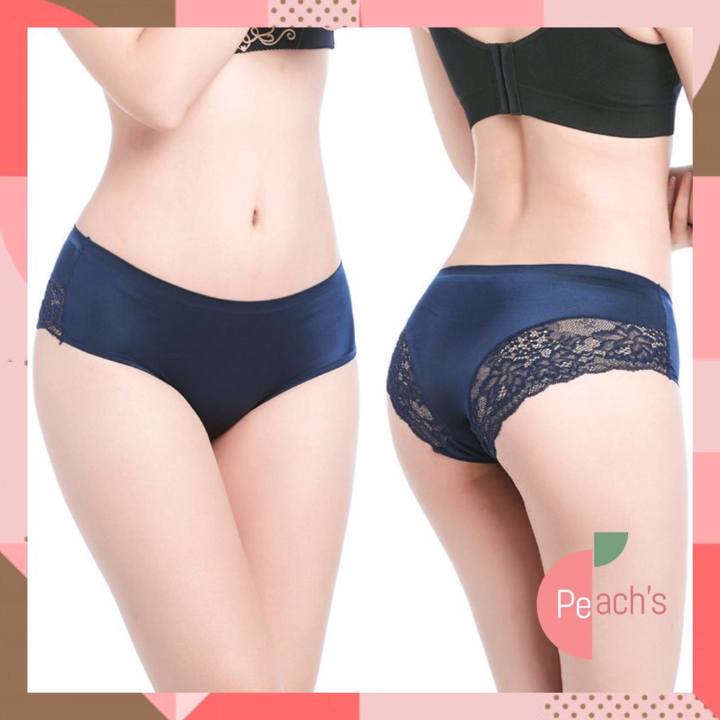 PEACH Celana Dalam Renda Brief Seamless Ice Silk CD Wanita C782