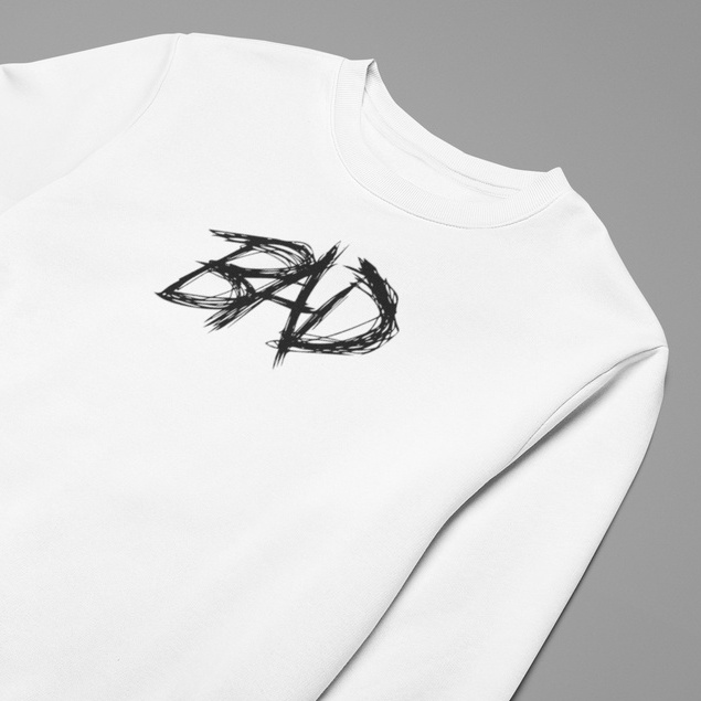 BlurDistrict Sweater BAD Crewneck Putih Sweter Musik XXXTentacion Tema Musik Switer Pria dan Wanita 