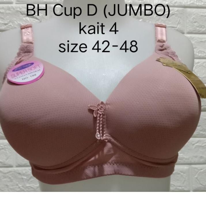 SALEE.. BH FEMA Jumbo CUP D(Besar)(F 199 )251 size 42-48 Hak 4 BRA pakai Spon Tanpa Kawat Dewasa Rem