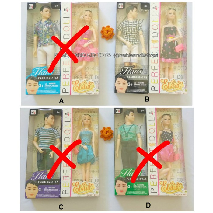 Boneka Barbie Couple Pivotal Hans Elvira Sepasang Mainan Boneka Barbie Couple Pivotal Hans Elvira Sepasang Mainan