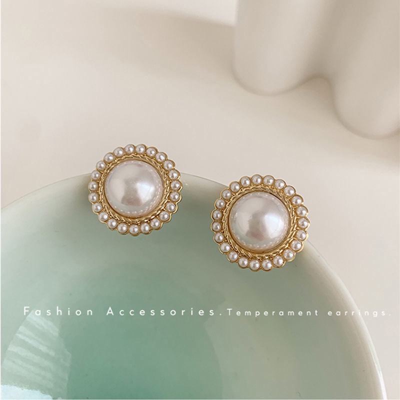 Anting Mutiara Prancis Sterling Silver 925 Desain Fashion intage Earrings Women Metal Earing Hanging