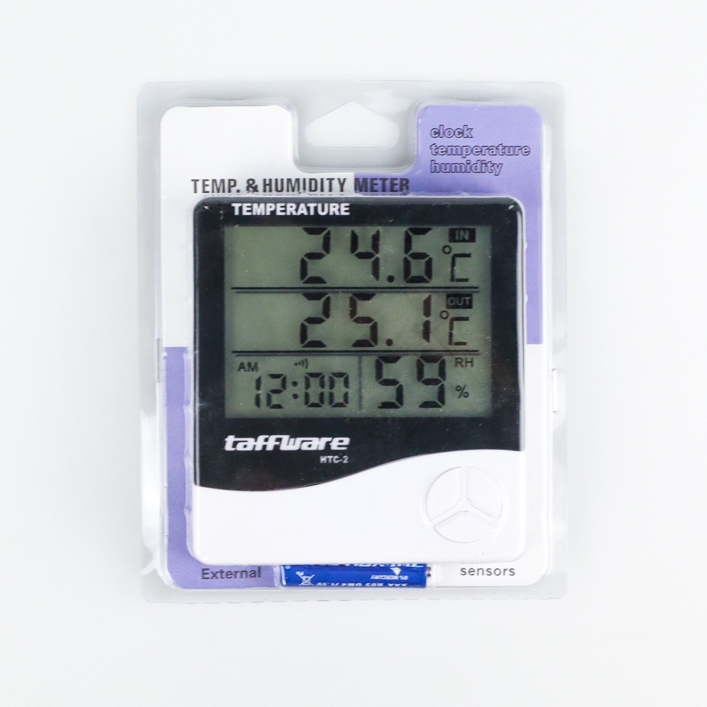 Digital Temperature, Humidity Meter with Clock Alarm, Calender - HTC-2 - OMHR04WH White