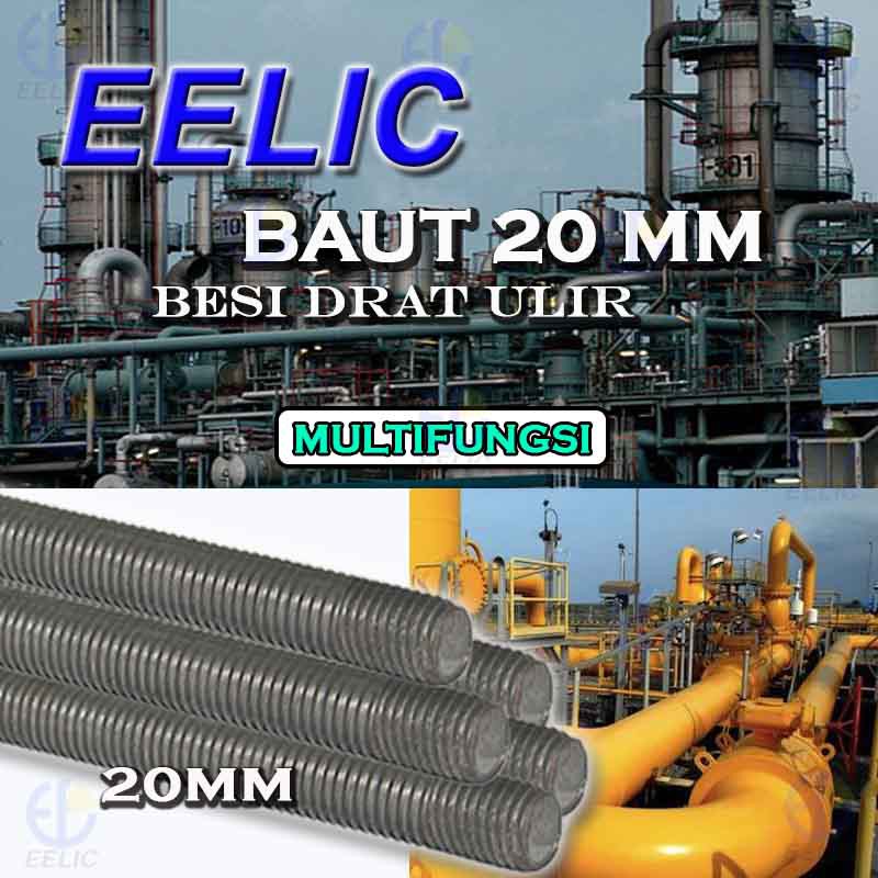 EELIC BED-M20X30 BESI DRAT BAUT ULIR DENGAN DIAMETER 20 MM X PANJANG 30 CM COCOK PERAKITAN MESIN DIY