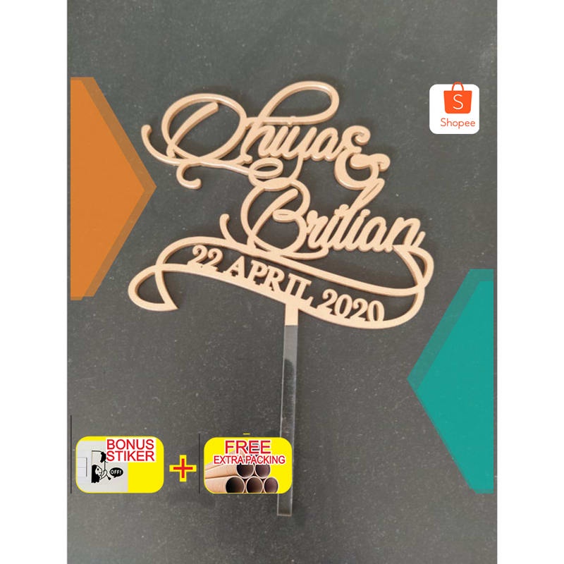 

Grosir WEDDING TOPPER CUSTOM / TOPPER PERNIKAHAN / HIASAN WEDDING CAKE - 10cm Elegan