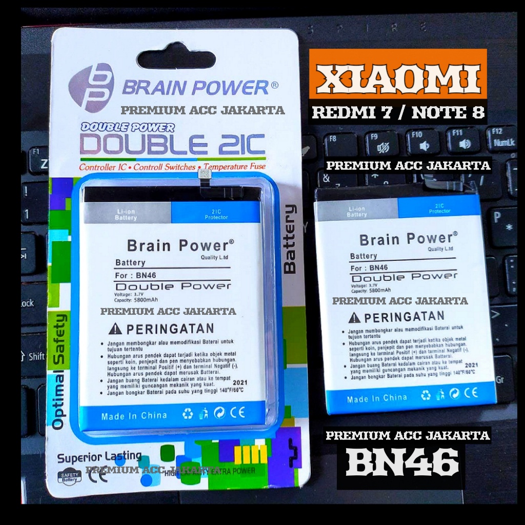 Baterai Double Power Original XiaoMi BN46 Redmi 7 Note 8 Batre Batrai Battery Handphone Battery batre Xiaomi BN46 - Redmi 7 - Note 8 Brain power