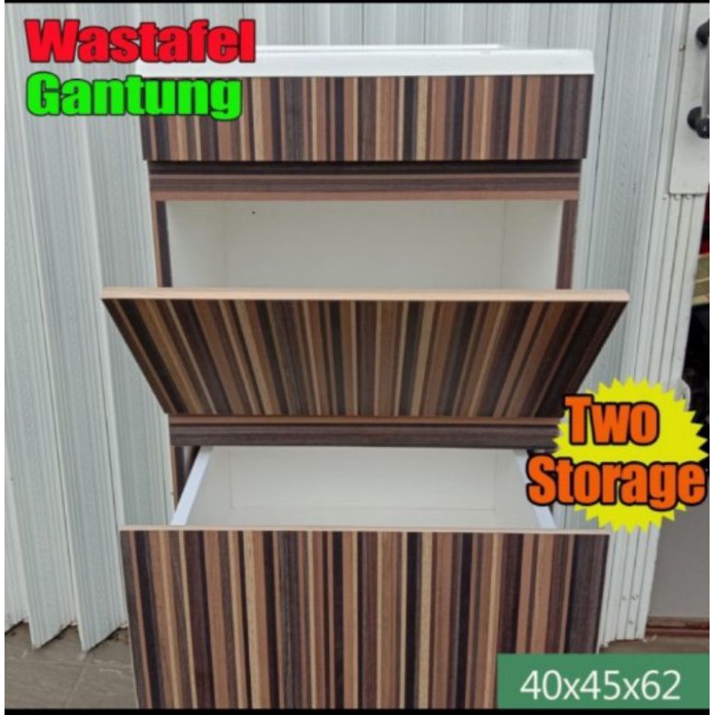Wastafel gantung / wastafel set kabinet / wastafel cuci tangan 1 pintu 1 laci , top fiber glass + ka