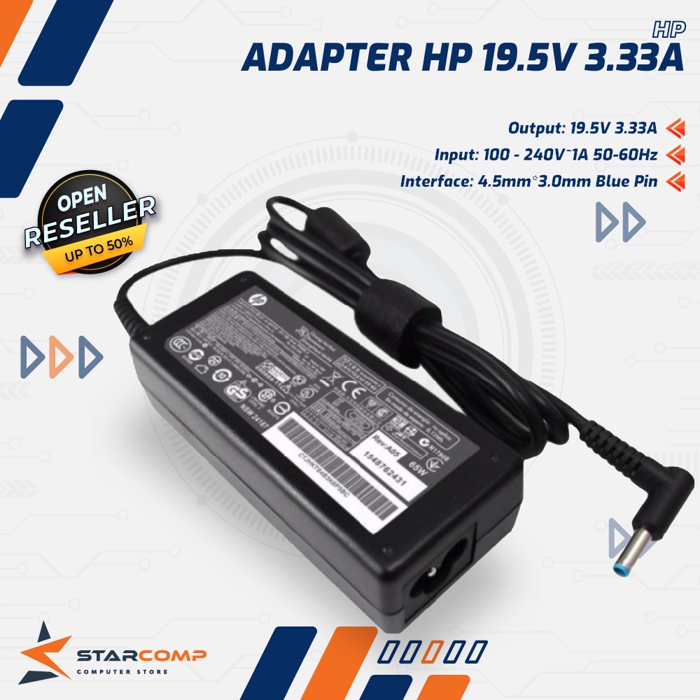 Adaptor Charger Laptop HP 19.5V-3.33A 4.5m 65W