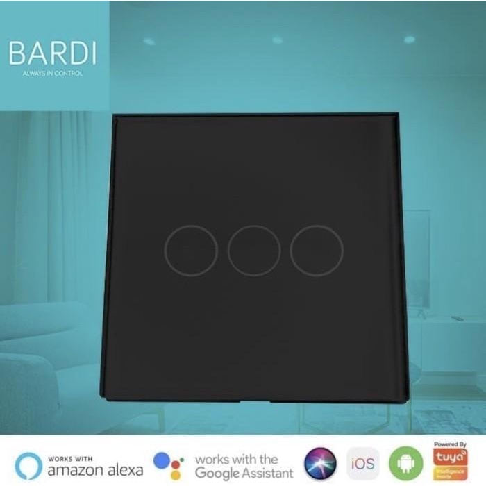Saklar Bardi Smart Wall Switch Saklar Pintar Touch Wifi Smart Home Eu 3-Hitam