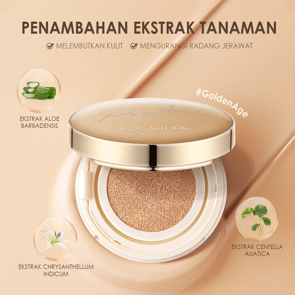 FOCALLURE (FA198) Poreless AIR CHUSION  - BB Cushion Foundation Full Coverage Waterproof Foundation #GoldenAge