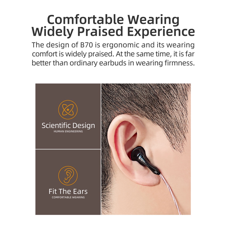 Nicehck B70 Earphone Driver X6 LBBS EB2S IEM HIFI 14.8mm Dengan Jack 3.5 / 4.4mm