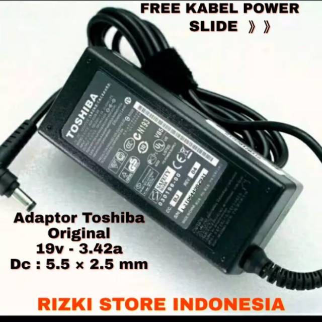 Adaptor Charger Laptop Thosiba C600 C640 L645 L640 L510 M300 Original - Hitam