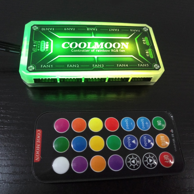 Btsg COOLMOON Kipas Angin Kotak Komputer Intelijen Music Controller Remote Control 12V 10A