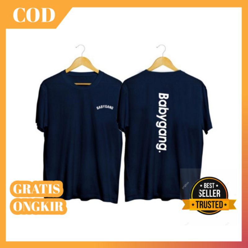 SS -  Kaos Distro Cowok Original T-Shirt Pria BF074 Babygang - Navy L