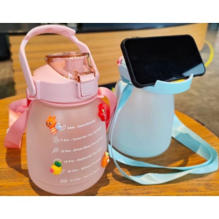 ❤️ SUHU ❤️ BOTOL MINUM MOTIVASI GEMOY VIRAL GRADIASI PASTEL PENANDA WAKTU QUITFIT 1.3 LITER 1300ML STICKER 3D