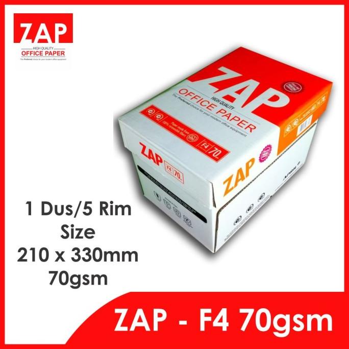 

Kertas F4 HVS 70 Gram ZAP - 1 dus/ 5 rim/2.500 lembar - Print Faster KERTAS FOLIO