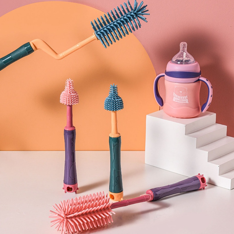 Mary 3pcs / Set Sikat Pembersih Botol Susu / Dot Bayi Dengan Gagang Putar