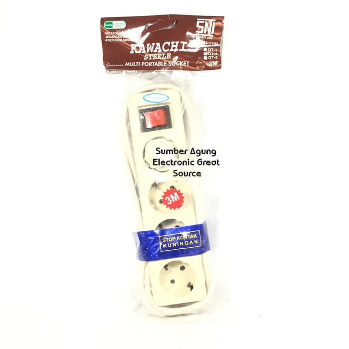 Kawachi Steele SNI Olor Lubang Empat 3 Meter Stop Kontak Kuningan