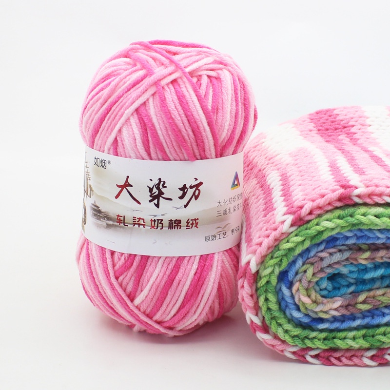 benang rajut katun sembur import/Mixed Job Knitting Crochet Milk Super Soft Baby Cotton Wool Yarn 5 ply 50 g