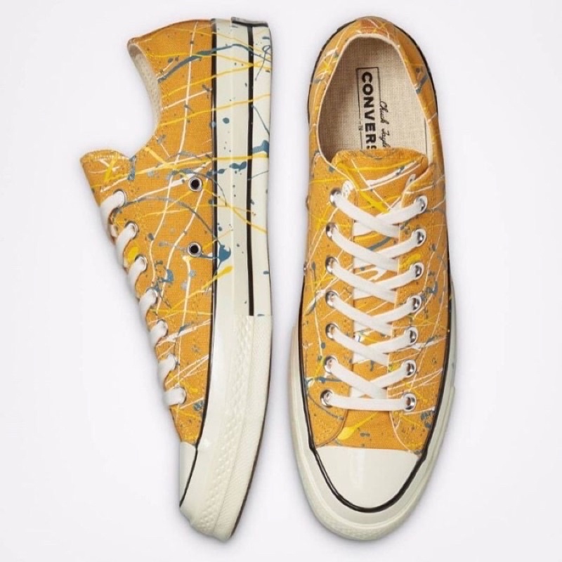 Converse Chuck 70 Ox "Archive Paint Splatter" Sunflower Gold Egret