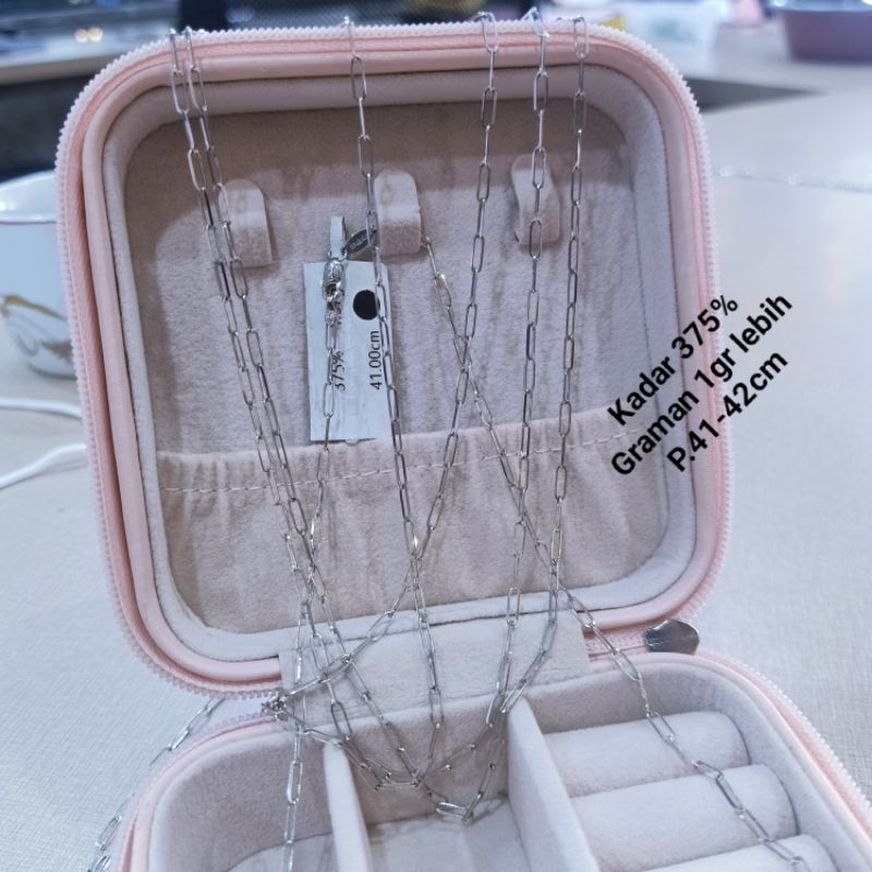 Kalung Ctna model baru polos kolong2 emas asli kadar 375% emas Putih