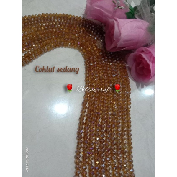 kristal ceko 6mm golongan biasa-coklat sedang