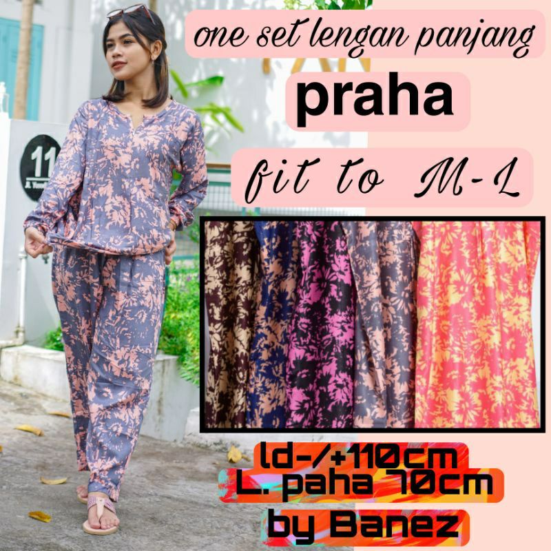 Setelan LP Piyama PRAHA Resleting Busui Katun Rayon Panjang